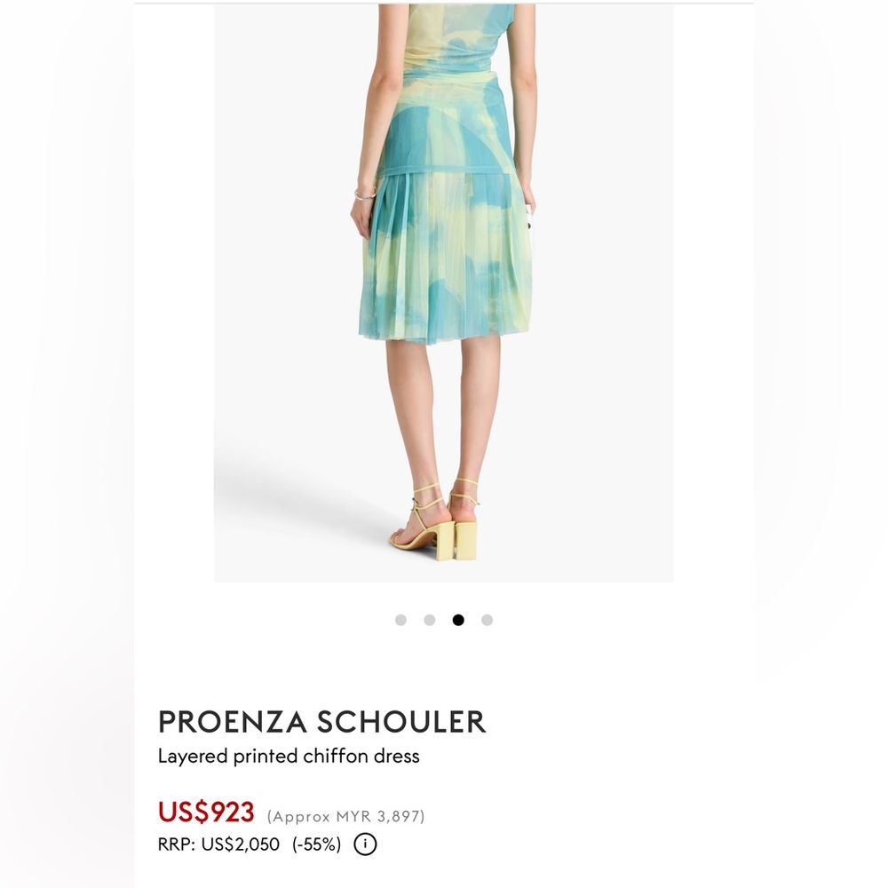 PROENZA SCHOULER Layered printed chiffon dress NWT - Picture 4 of 12